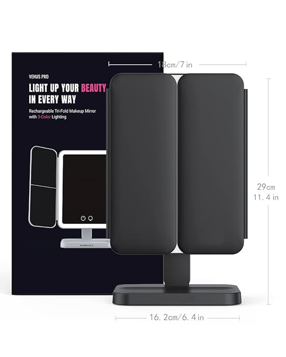 Vanity Makeup Mirror™ 3X Trifold with 21Pcs Lights 180 Degree Free Rotation Table Countertop Cosmetic Bathroom Mirror