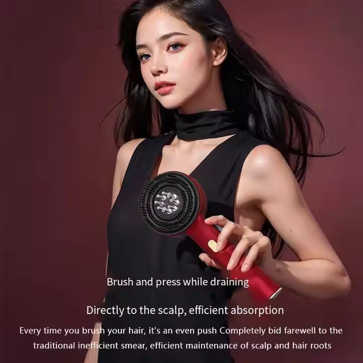 Premium Head Scalp Electric Massager Comb™ | Scalp Massaging Brush with 2 In 1 Hair Oil Applicator | IPX7 Waterproof,Portable Deep Massager For Hair & Head Relaxation at Home | Shiatsu Massage for Hair Growth/Stress Relax(Red)