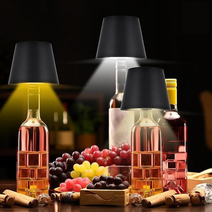 Antique Wireless Bottle LED Lamp™ Wireless Wine Bottle Lamp Shade, Rechargeable Touch Control Wine Bottle Lights for Liquor Bottles, 3 Color Dimming LED Desk Lamp for Bedroom Restaurant & Bar