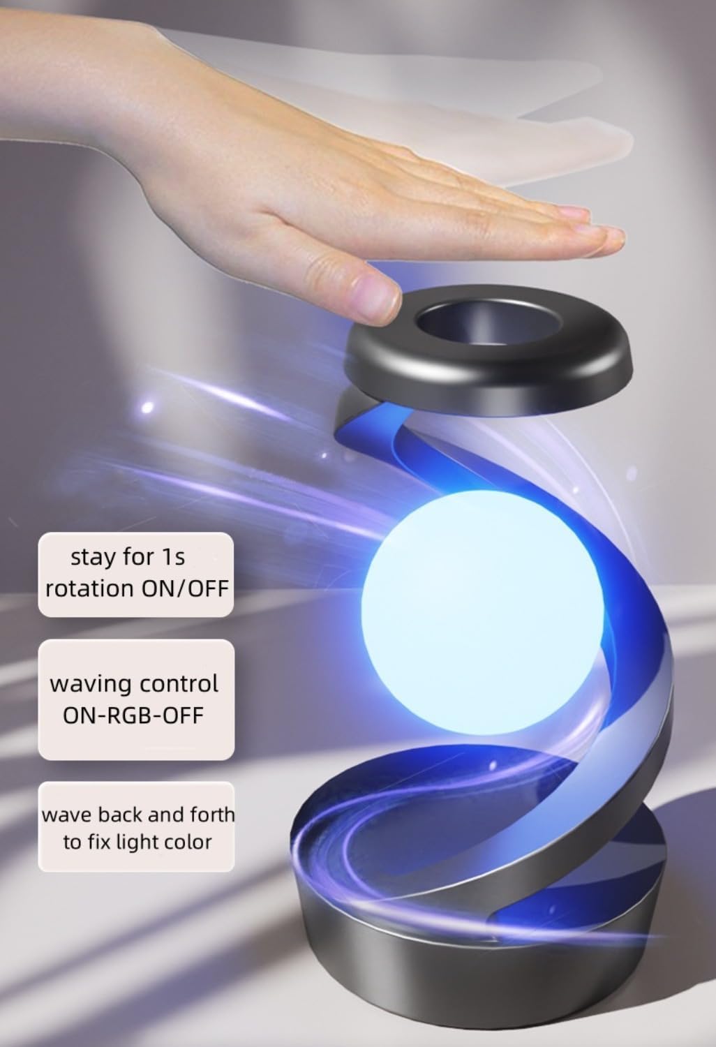Beyond: Rotating Suspension RGB LED Lamp with Wireless Charger & Gesture Control, Modern & Futuristic Designâ˘