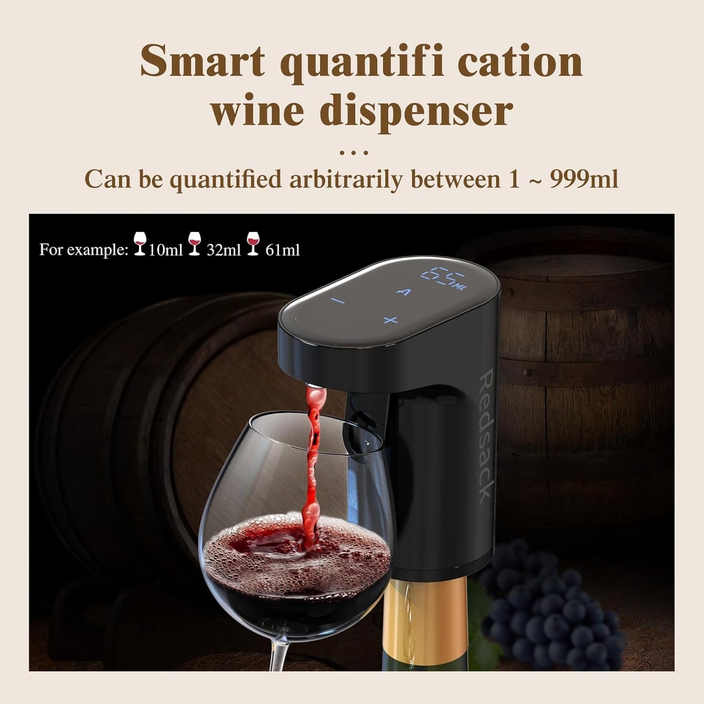 Cheers! Compact Smart Quantitative Wine Dispenser™ For Most Bottle Sizes – Easy to Use and Intuitive Design