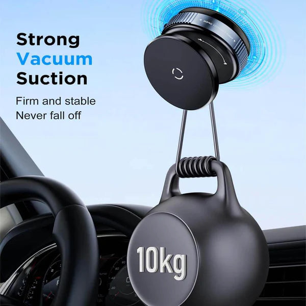 Easy Magnetic Car Mount with Ultra Vacuum Suction Cup™ – 360° Rotatable Dashboard & Windshield Holder for iPhone 16 15 14 13 12, Samsung Galaxy, Android – Black