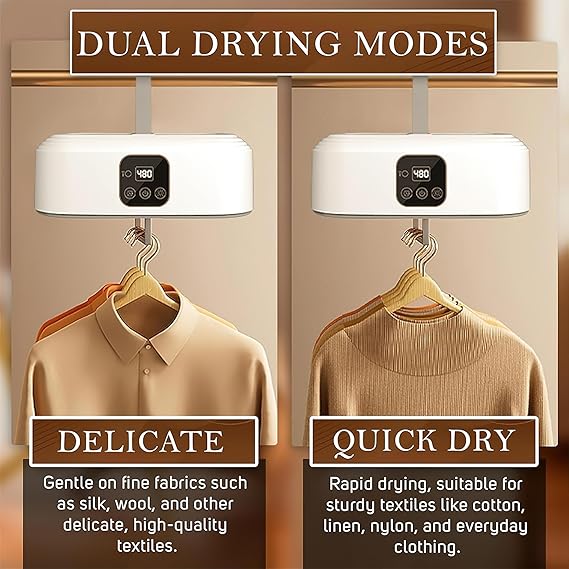 Eazy-Portable Electric Mini Laundry Clothes Dryer for Home and Travel™ - Automatic Air Dryers with Hanger, Heater, and Drying Bag for Wet Clothes