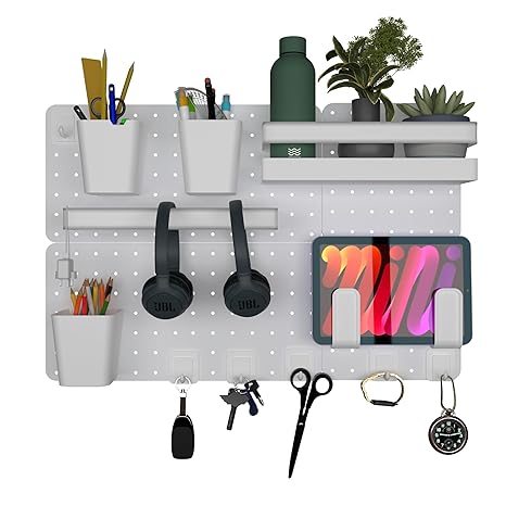 Mount Punch Peg Board™-Free Perforated Board Kitchen Workshop Pegboard Wall Shelves Door Back Storage Wall Mount Peg Board Organizer Bracket Office Panel Plastic