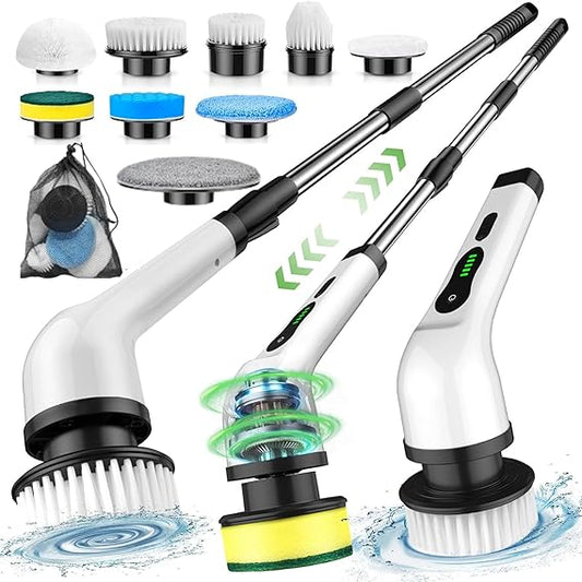 Shinex Pro 9 in 1 Cordless Electric Spin Scrubber - Cleaning Brush Scrubber for Home - Electric Cleaning Brush for Home - Electric mop for Floor Cleaning - Bathroom Cleang Machine
