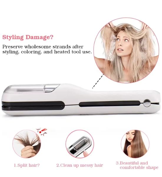 Cordless Automatic Split End Hair Trimmer Machine ™ Rechargeable Electric Split Ends Remover Tool for Dry, Damaged, Curly, Frizzy Hair  2-in-1 Automatic Split End Cutter for Men & Women
