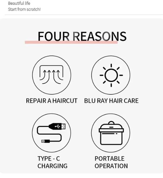 Cordless Automatic Split End Hair Trimmer Machine ™ Rechargeable Electric Split Ends Remover Tool for Dry, Damaged, Curly, Frizzy Hair  2-in-1 Automatic Split End Cutter for Men & Women