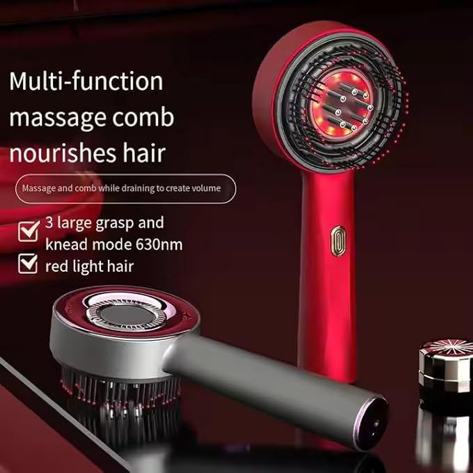 Premium Head Scalp Electric Massager Comb™ | Scalp Massaging Brush with 2 In 1 Hair Oil Applicator | IPX7 Waterproof,Portable Deep Massager For Hair & Head Relaxation at Home | Shiatsu Massage for Hair Growth/Stress Relax(Red)