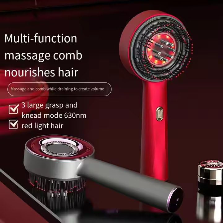 Premium Head Scalp Electric Massager Comb™ | Scalp Massaging Brush with 2 In 1 Hair Oil Applicator | IPX7 Waterproof,Portable Deep Massager For Hair & Head Relaxation at Home | Shiatsu Massage for Hair Growth/Stress Relax(Red)