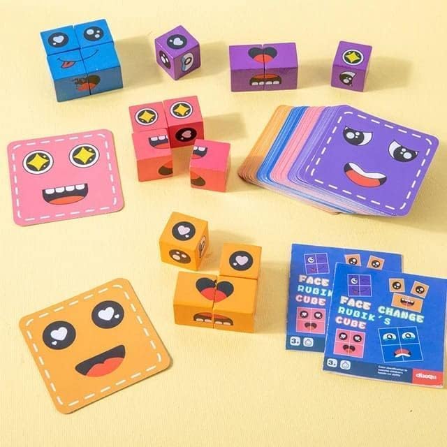 Wooden Emoji Crazy Face Changing Cube Game™