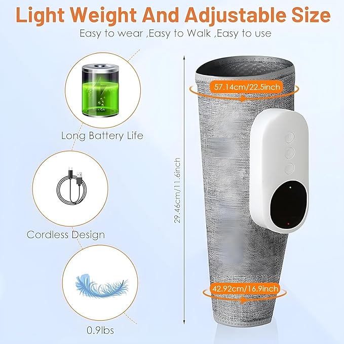 RelaxMate™ Leg Massager,Calf Massage Machine 3 * 3 Air Circulation Squeeze Massage,Heating Mode,Relax Calf Muscles,Relieve Pain,1Pair,Piece Multicolor