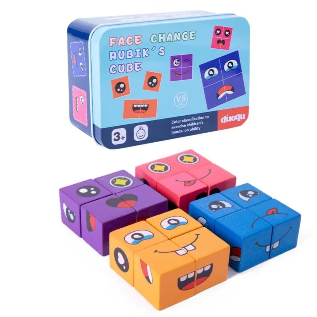 Wooden Emoji Crazy Face Changing Cube Game™