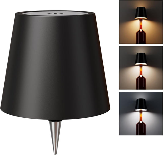 Antique Wireless Bottle LED Lamp™ Wireless Wine Bottle Lamp Shade, Rechargeable Touch Control Wine Bottle Lights for Liquor Bottles, 3 Color Dimming LED Desk Lamp for Bedroom Restaurant & Bar