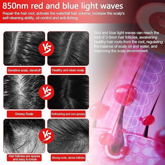 Premium Head Scalp Electric Massager Comb™ | Scalp Massaging Brush with 2 In 1 Hair Oil Applicator | IPX7 Waterproof,Portable Deep Massager For Hair & Head Relaxation at Home | Shiatsu Massage for Hair Growth/Stress Relax(Red)
