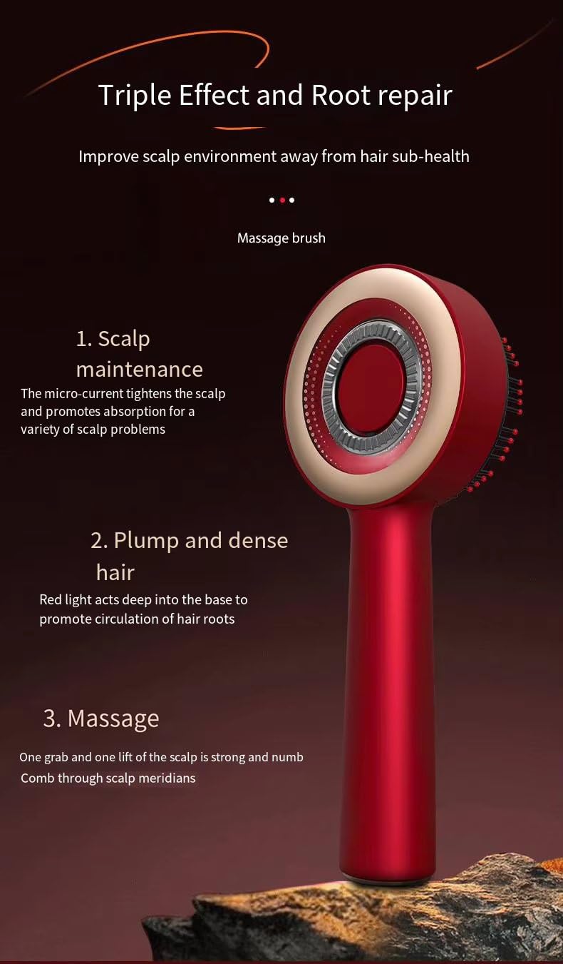 Premium Head Scalp Electric Massager Comb™ | Scalp Massaging Brush with 2 In 1 Hair Oil Applicator | IPX7 Waterproof,Portable Deep Massager For Hair & Head Relaxation at Home | Shiatsu Massage for Hair Growth/Stress Relax(Red)