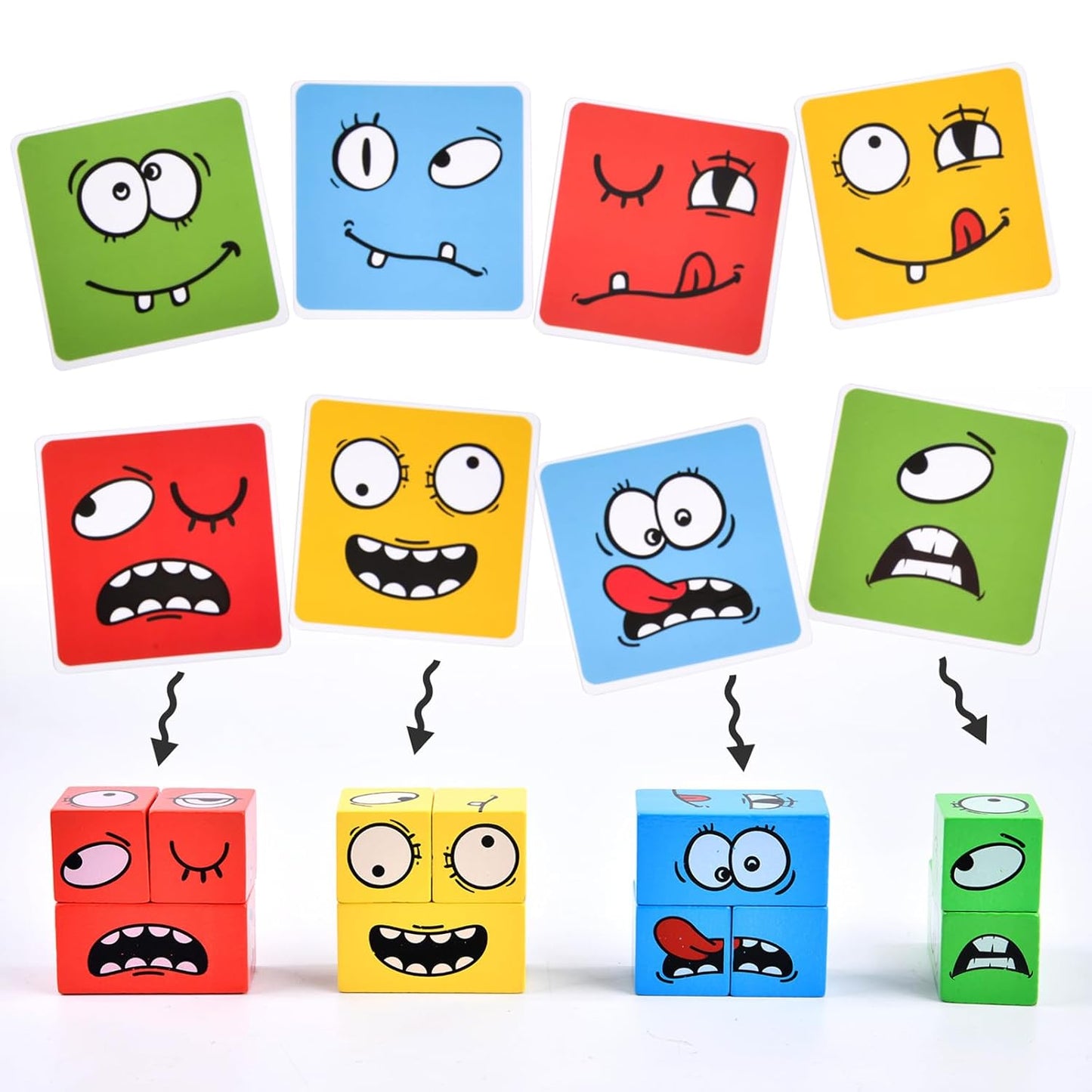Wooden Emoji Crazy Face Changing Cube Game™