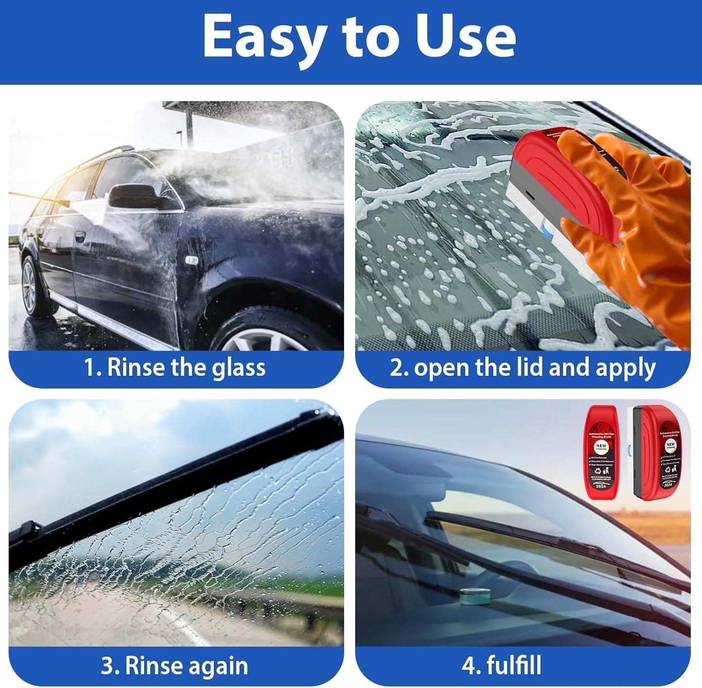 Car Glass Oil Film Cleaner &bAnti fog Cleaner brush™ (Use all Galss)