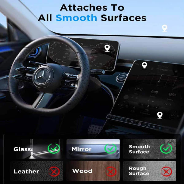 Easy Magnetic Car Mount with Ultra Vacuum Suction Cup™ – 360° Rotatable Dashboard & Windshield Holder for iPhone 16 15 14 13 12, Samsung Galaxy, Android – Black