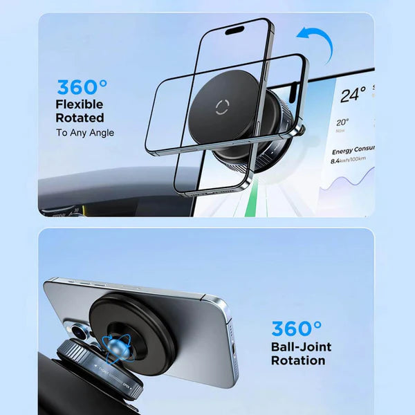 Easy Magnetic Car Mount with Ultra Vacuum Suction Cup™ – 360° Rotatable Dashboard & Windshield Holder for iPhone 16 15 14 13 12, Samsung Galaxy, Android – Black